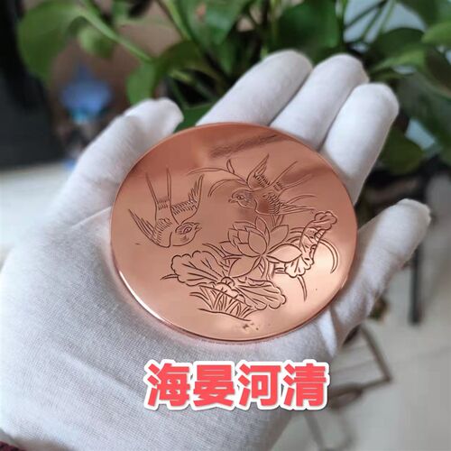 下脚料纯手工紫铜实心镇纸镇尺文房用品摆件铜镜传统錾花工艺