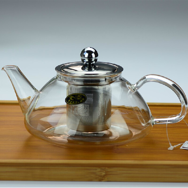雅风加厚耐高温玻璃泡茶壶加热家用小号花茶壶耐热茶具不锈钢滤网