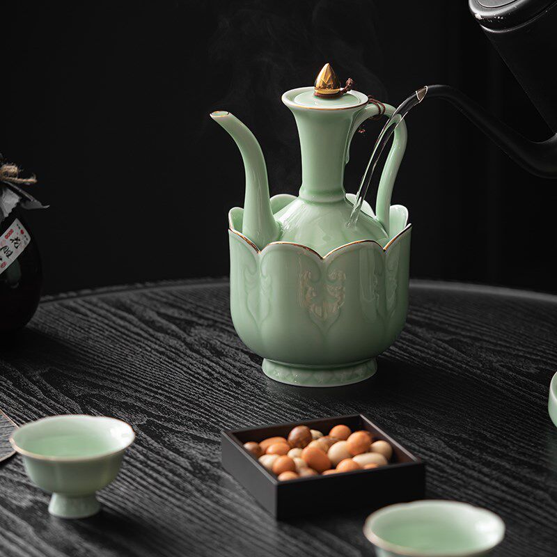 仿宋温酒器套装家用酒壶陶瓷黄酒烫热温酒壶中式执壶恒温器煮酒器