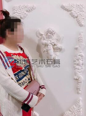 欧式法式石膏壁花立体浮雕人物小天使丘比特吹喇叭拉小提琴小孩