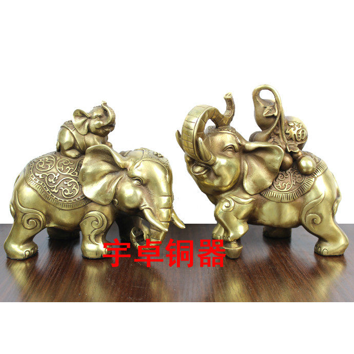 宇卓铜器纯铜象母子象福禄象家居装饰品福禄乔迁礼品工艺品摆件
