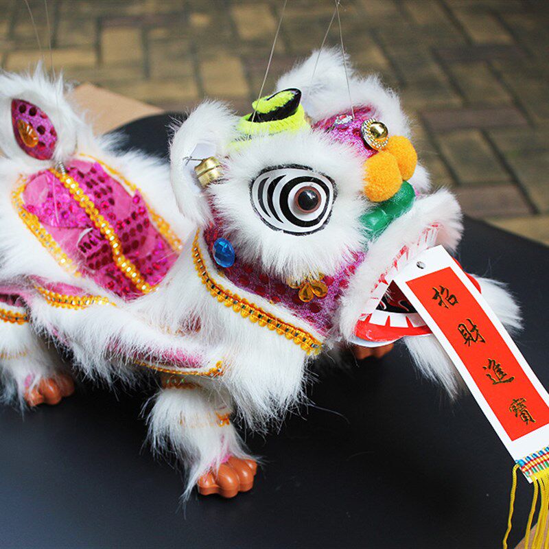 中国特色民间传统舞狮工艺品 中号木偶狮摆件装饰 送老外新年礼物