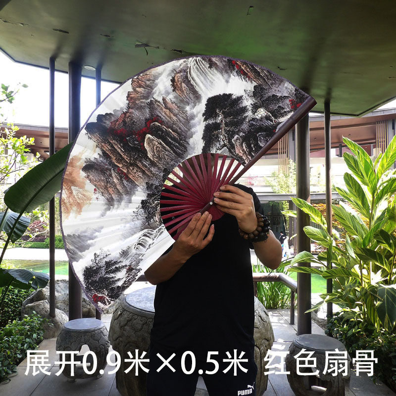 新中式超大挂扇中国风山水画大折扇客厅墙面装饰扇大扇子鸿运当头