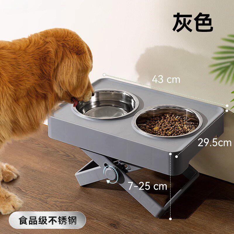 狗碗狗盆狗狗饭盆水碗双碗宠物碗护颈防打翻碗架不锈钢中大型犬