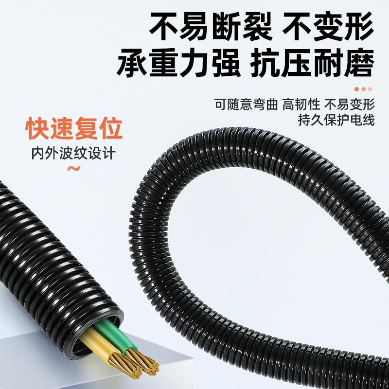 PA66尼龙塑料波纹管汽车线束电线保护套阻燃穿线管螺纹管开口软管