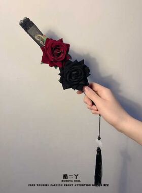 古风蕾丝玫瑰花扇子折扇复古中国风旗袍舞蹈扇Lolita汉服漫展配饰