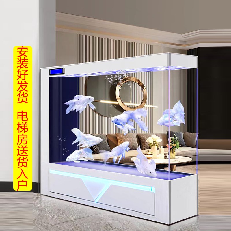 方形鱼缸客厅2024新款屏风隔断超白玻璃玄关家用免换水工厂直销