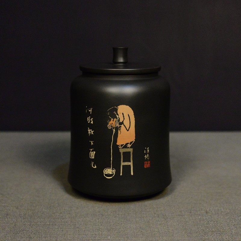 建水紫陶茶叶罐家用小号紫砂茶罐存茶罐密封罐醒茶罐散茶普洱茶罐