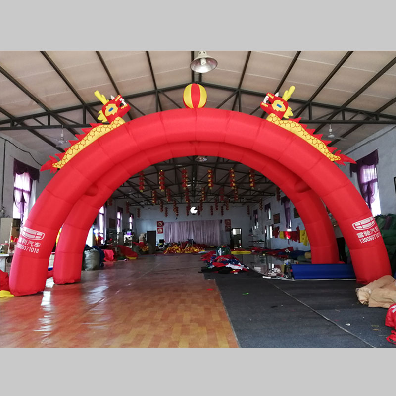 双龙双联庆典拱门开业充气彩虹门户外大型活动婚庆龙凤气模风机