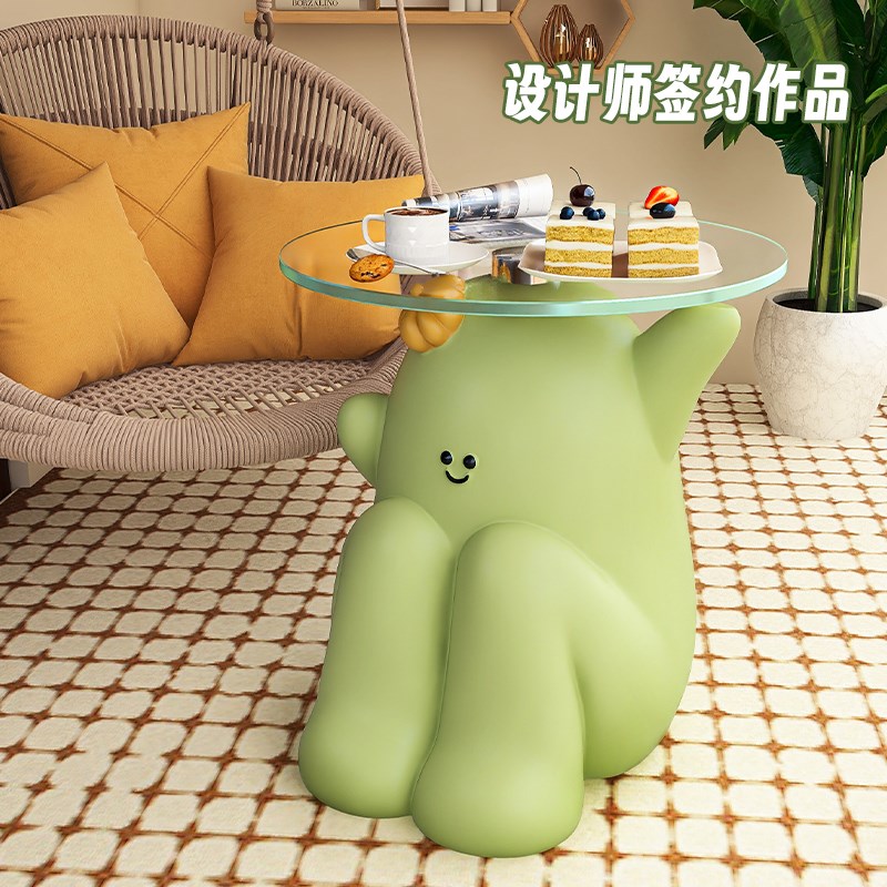 仙人掌创意沙发边几客厅可移动茶几奶油风小型边几艺术置物桌柜子