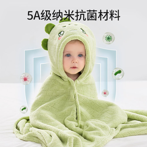 欧孕儿童浴巾婴儿斗篷浴袍宝宝可穿式连帽男女童新生吸水毛巾四季