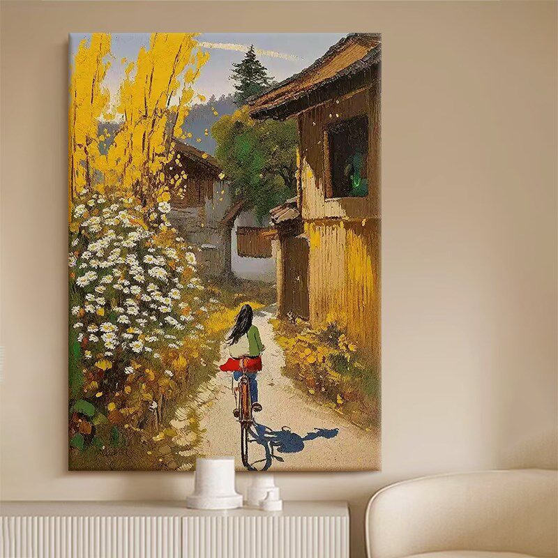 秋意风景厚肌理现代简约手绘油画油画