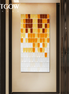 现代简约客厅装饰画抽象立体亚克力玄关挂画样板间走廊过道画橙色