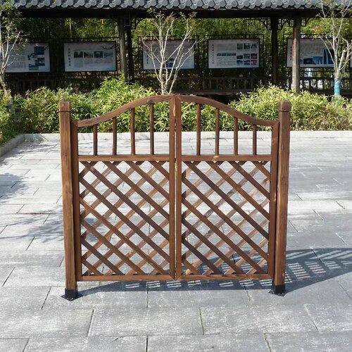 碳化复古防腐木门木栅栏门园艺栅栏门围栏篱笆门花园庭院门实木门