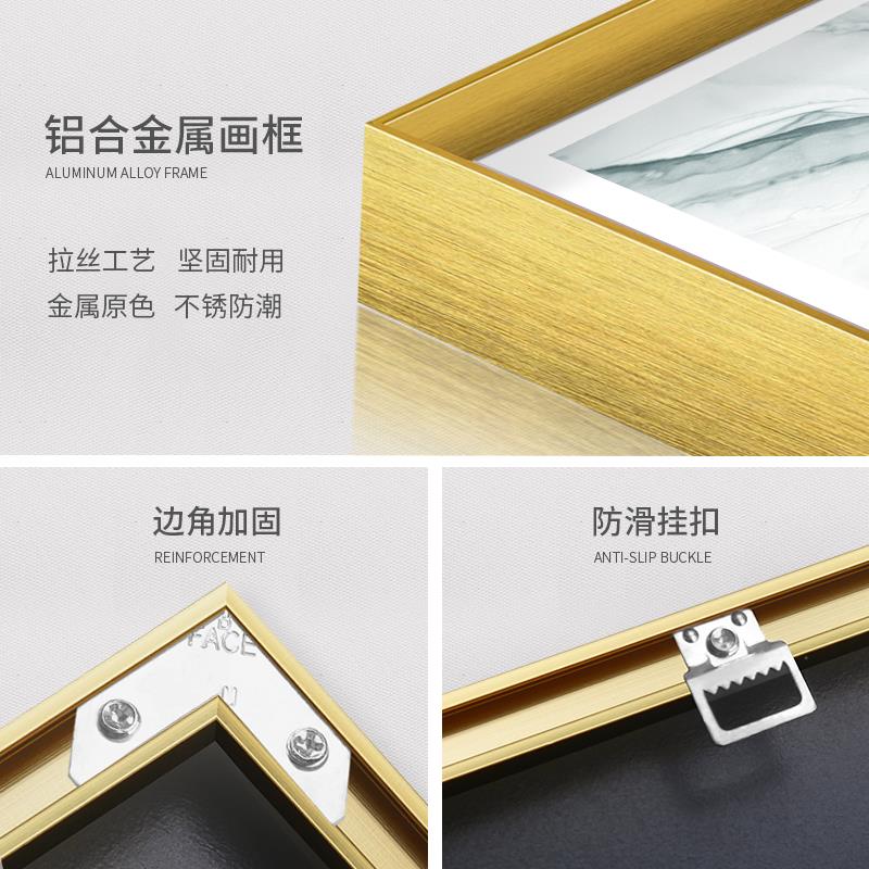 网红现简约画艺术房餐厅装饰画黑代白客厅卧室书象金色挂抽发财树