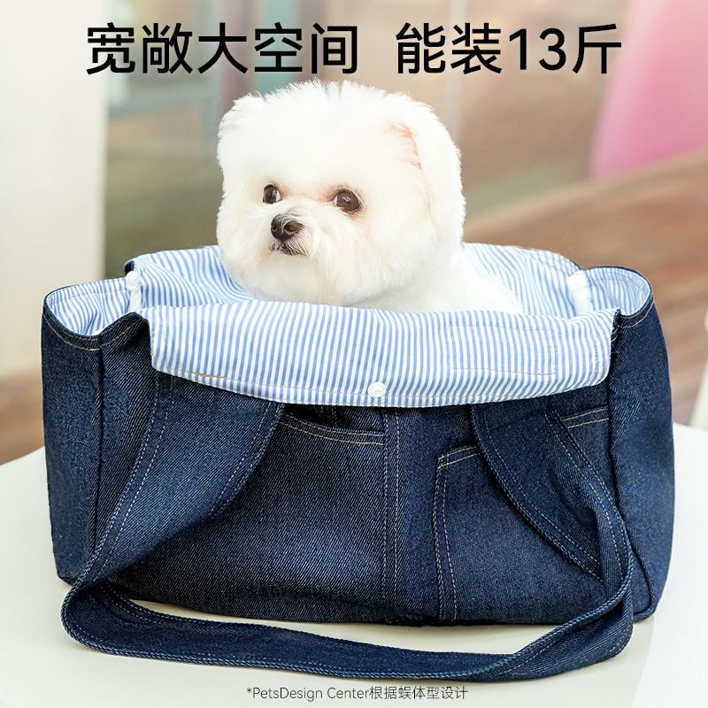 猫包外出便携小型犬背包宠物猫咪狗狗斜挎包大容量手提牛仔单肩包