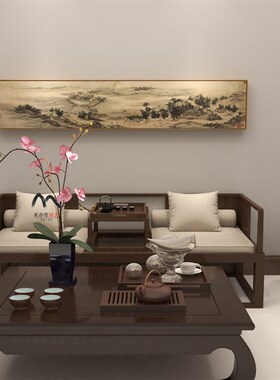 米亦堂x莫愁湖 新中式山水国画客厅书房餐厅卧室床头玄关横幅挂画