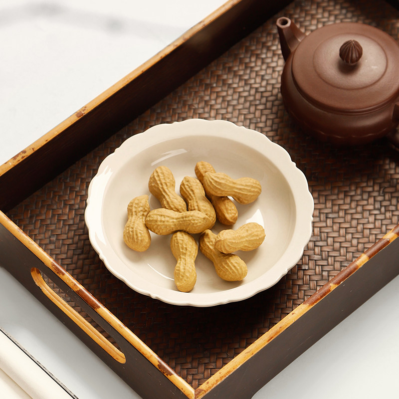草木灰釉茶点盘复古禅意中式陶瓷果盘家用小托盘茶室干果点心碟子