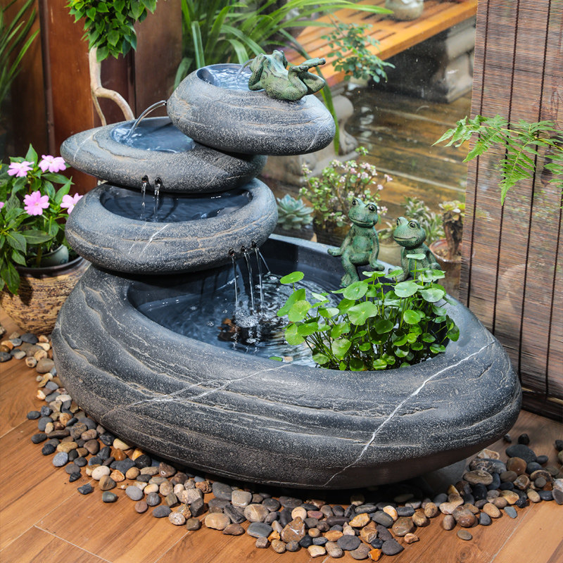 户外流水摆件景观鱼池新中式阳台庭院楼顶花园循环水瀑布造景装饰