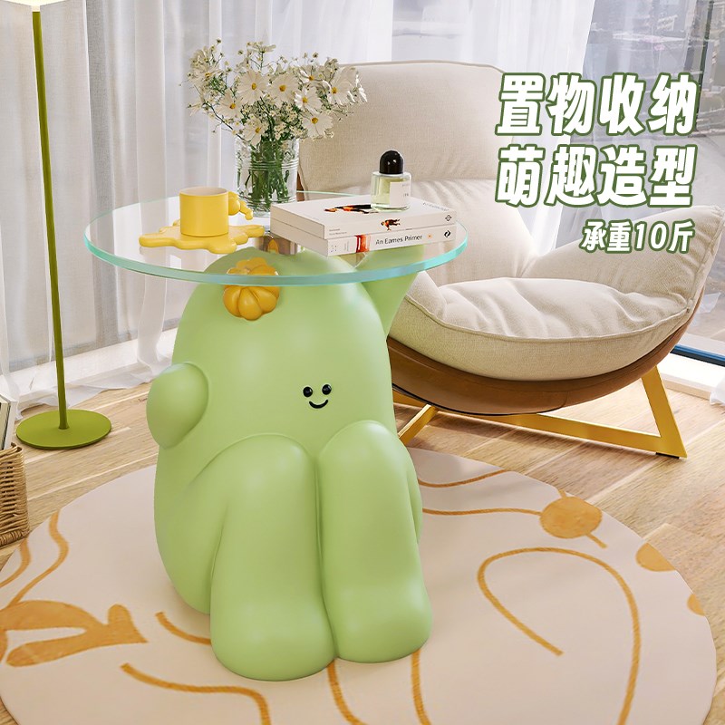 仙人掌创意沙发边几客厅可移动茶几奶油风小型边几艺术置物桌柜子