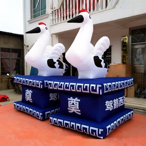 白事仙鹤气模金狮子充气拱门3米充气白鹤灵棚丧事拱门牌坊