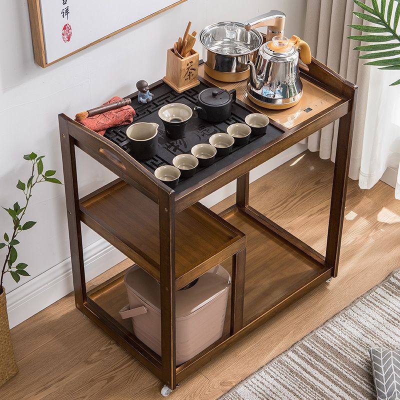 移动茶台茶车简约家用茶水柜楠竹小茶桌乌金石茶盘茶具套装全自动