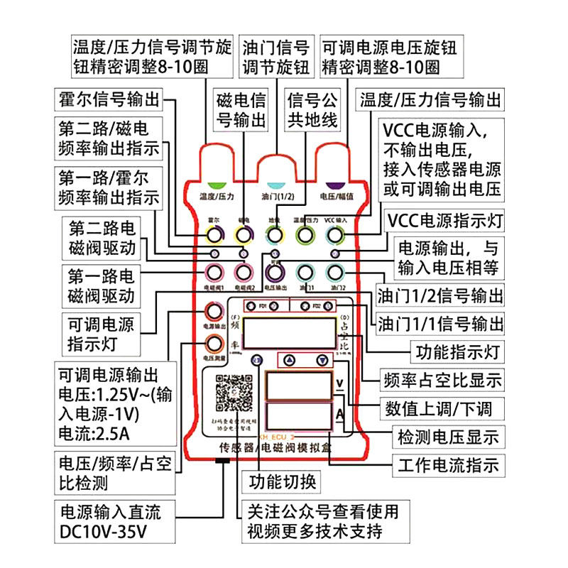 武函汽车传感器信号模拟器维修柴油共轨车电磁阀执行器模拟发生器