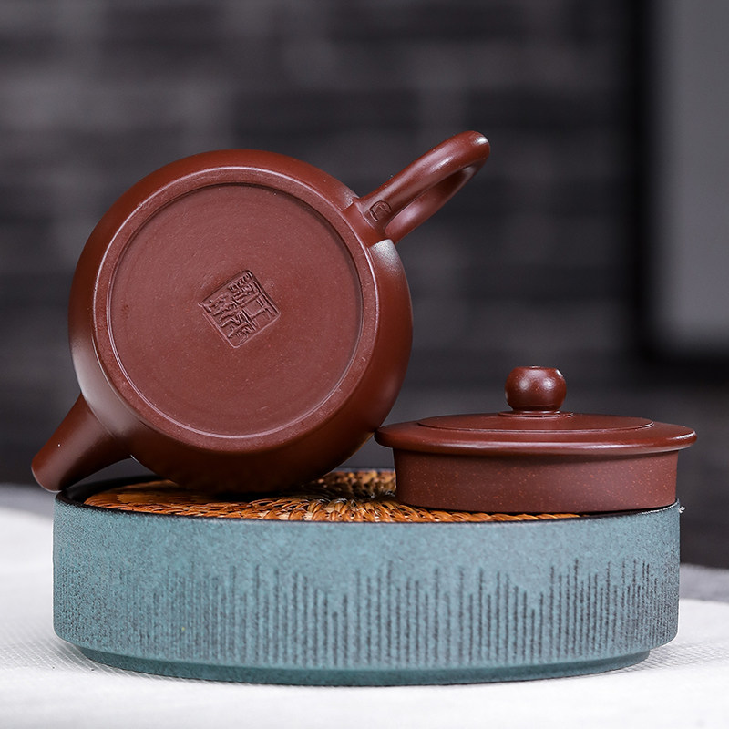 宜兴紫砂壶纯全手工 原矿紫朱泥大口盖井栏180毫升大球孔出水