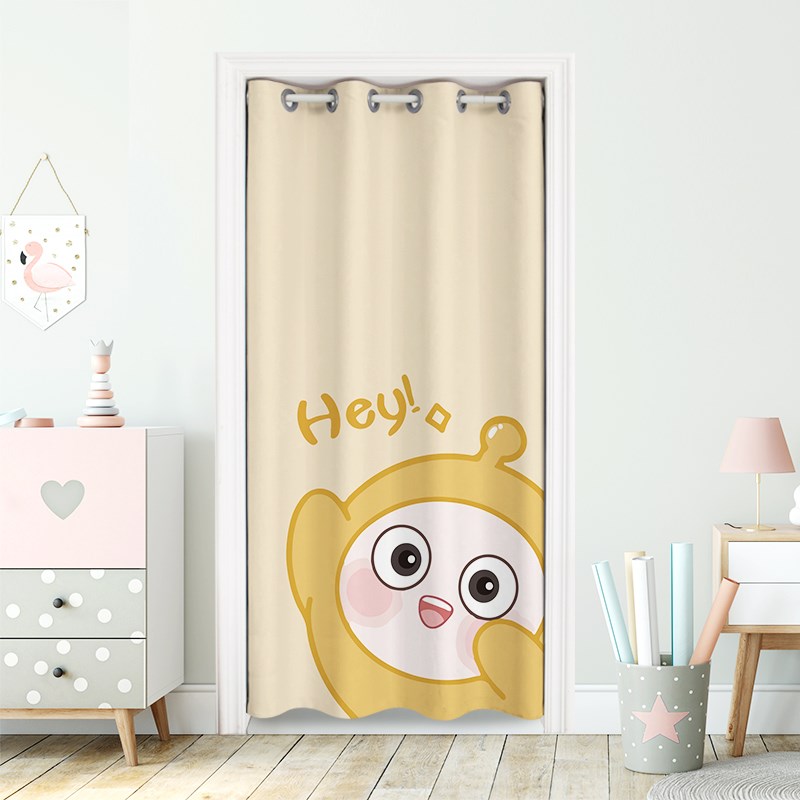 可爱卡通门帘卧室房间家用布艺卡通隔断帘免打孔厨房卫生间遮挡帘