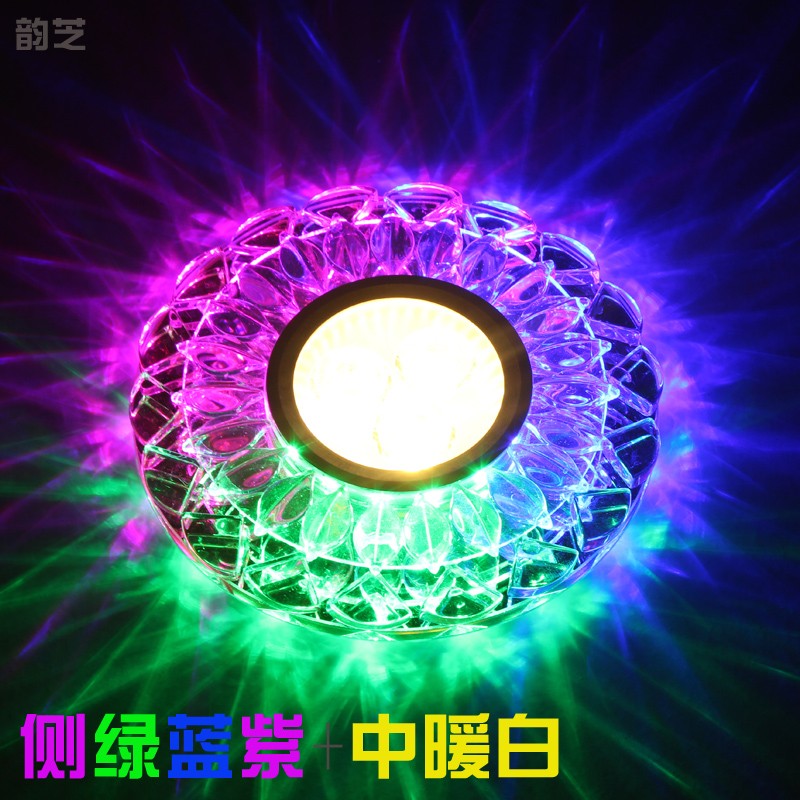 LED水晶射灯装饰天花灯筒灯暗装背景墙射灯客厅孔灯3寸猫眼射灯