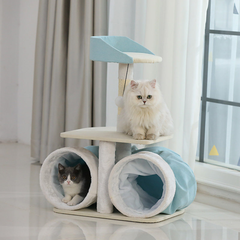 猫咪小型多功能隧道跳台一体猫爬架猫架子猫抓柱猫爬柱剑麻宠物用