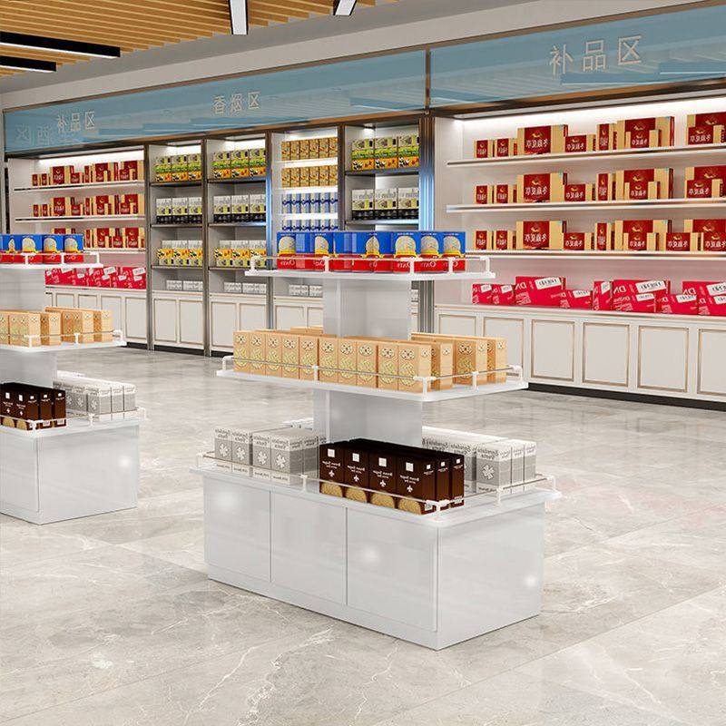 中岛柜展示柜超市堆头台文具母婴货架化妆品茶叶店货柜流水台