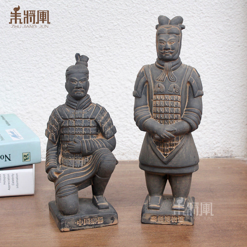 秦始皇兵马俑仿古模型 陕西特色纪念品泥塑面塑六件套工艺摆件