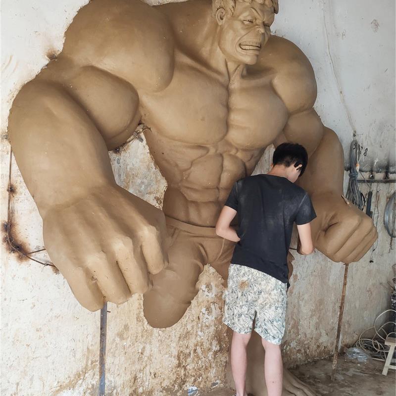 浩克绿巨人大型雕塑墙面高浮雕贴墙装饰品玻璃钢电影人物雕像定做