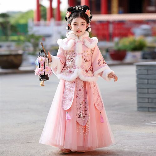 女童汉服秋冬2026新款儿童加绒古装拜年服中国风女孩新年唐装套装