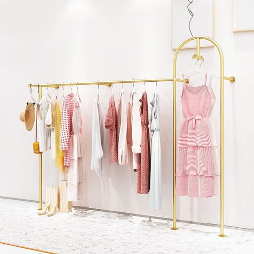 服装展示架挂衣架壁挂上墙陈列架女装店货架置物架金色挂衣服架子