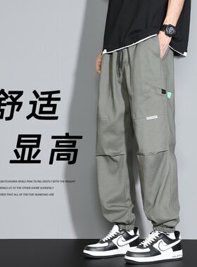 夏季薄款工装裤子12岁男孩13初高中学生运动裤15大童纯棉休闲长裤