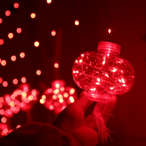 新年装饰灯led彩灯闪灯串灯满天星阳台春节过年红灯笼窗帘冰条灯