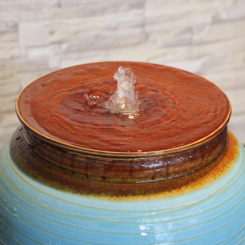 陶瓷欧式客厅流水喷泉落地创意大摆件装饰品大型加湿器结婚礼物
