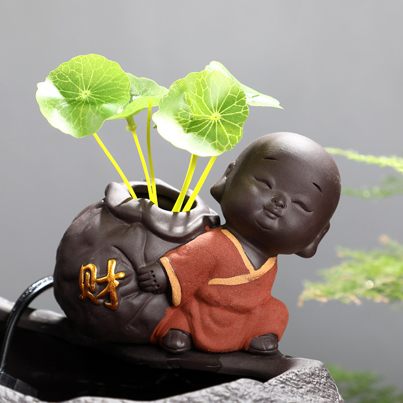 家居小型客厅鱼缸流水器摆件装饰陶瓷招财喷泉桌面新中式创意礼品