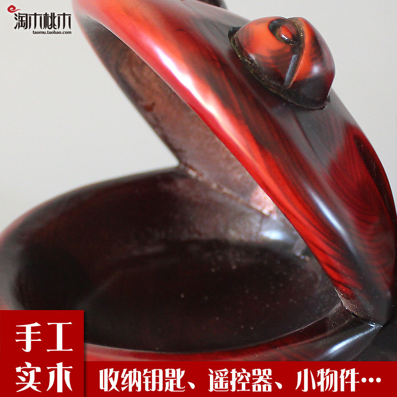复古招财蛙木雕摆件实用桌面收纳盒钥匙盒送男女朋友创意生日礼物