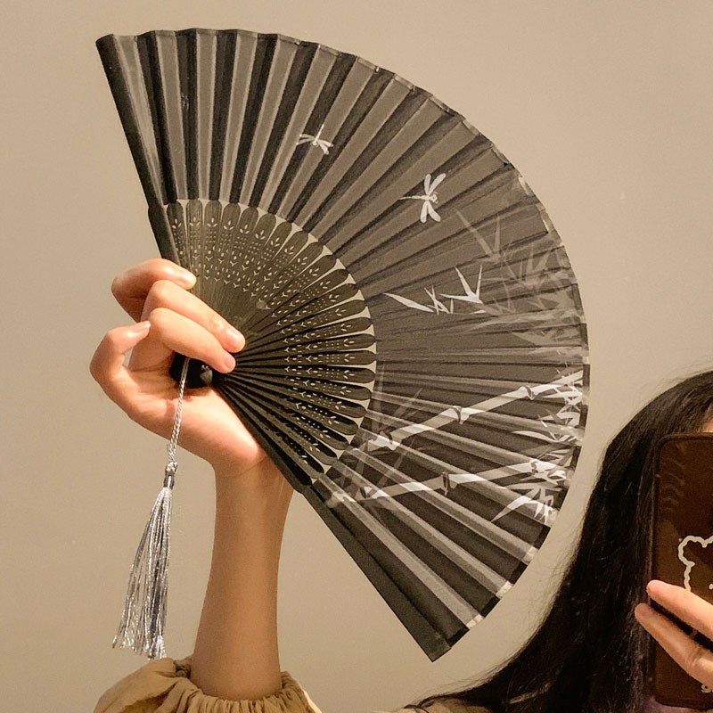 新中式古风竹子折叠扇子夏天轻便旗袍汉服随身便携国风舞蹈折扇女图片