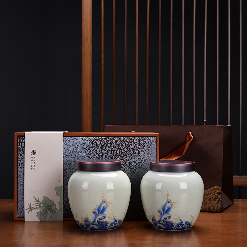 茶叶包装盒空礼盒高档中式大号陶瓷罐红茶龙井绿茶通用盒定制