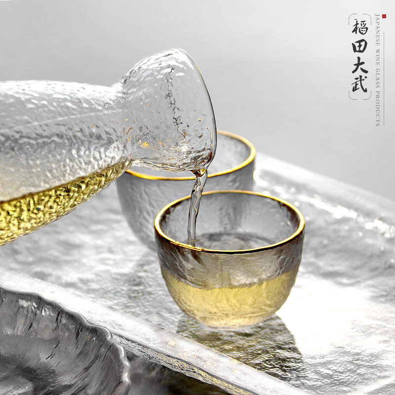 日式家用酒具小白酒杯温酒器烫酒壶一两果酒杯玻璃清酒壶套装古风