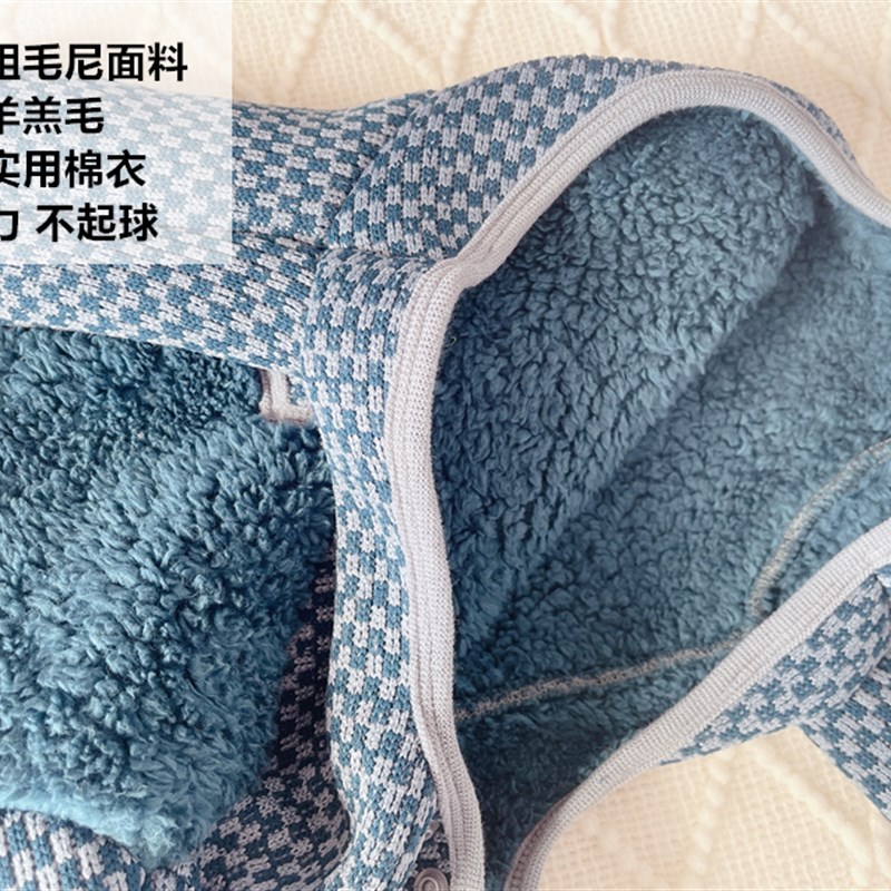 潮查利家宠物冬装加厚保暖羊羔绒棉衣泰迪比熊公母犬狗双排扣防风