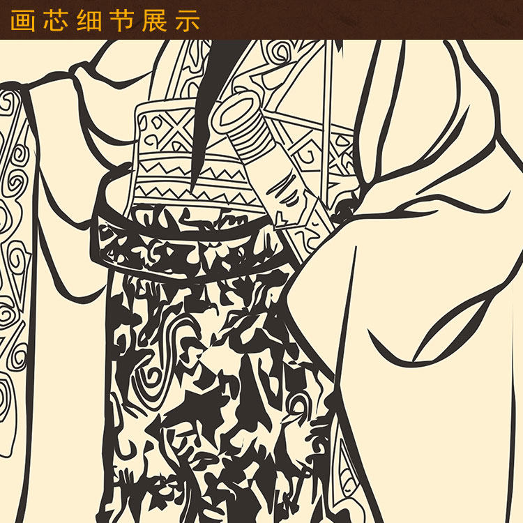 秦始皇画像 嬴政挂画 人物画国画 装饰画 已装裱绢布画卷轴画定制