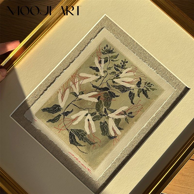 花痕】木吉设计ART DECO艺术客厅背景墙卧室玄关复古花卉挂画