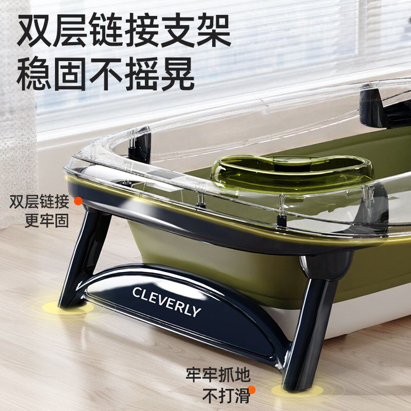 道理熊婴儿洗澡盆大号宝宝浴盆新生儿童洗澡桶家用可折叠小孩浴桶