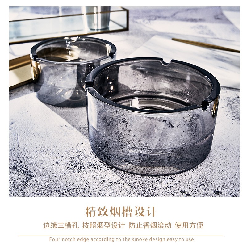 创意水晶玻璃烟灰缸家用大小号个性客厅办公室定制烟碟茶几装饰