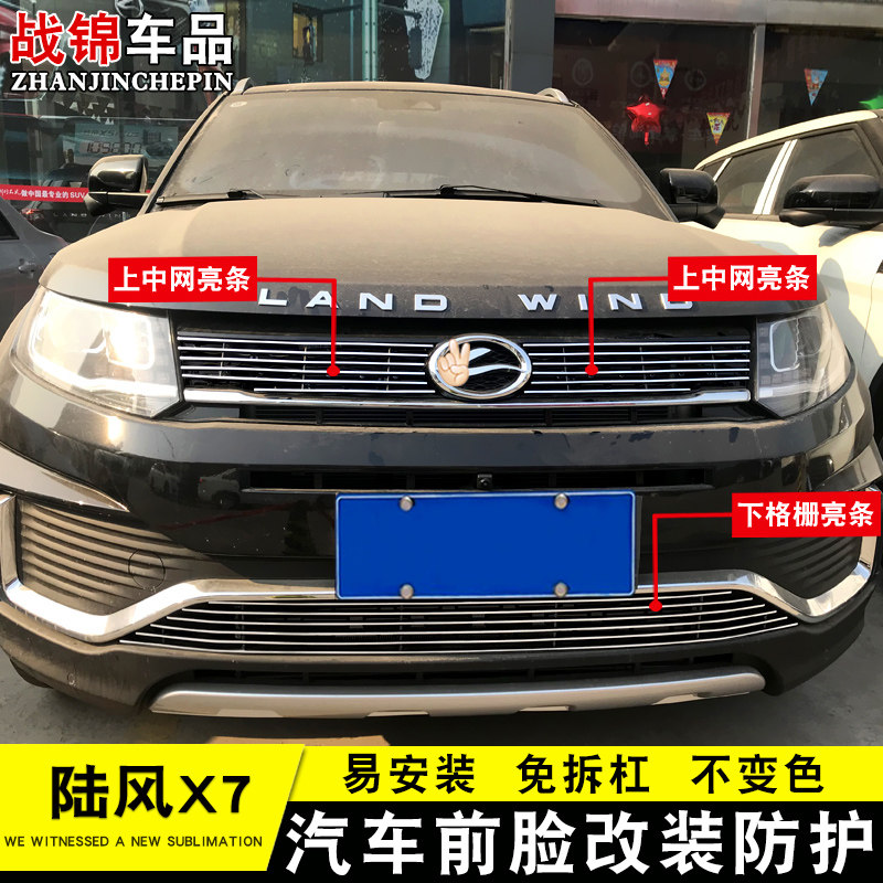 陆风X7中网改装饰条 陆风x7劲越前脸专用汽车用品防虫网配件亮条图片